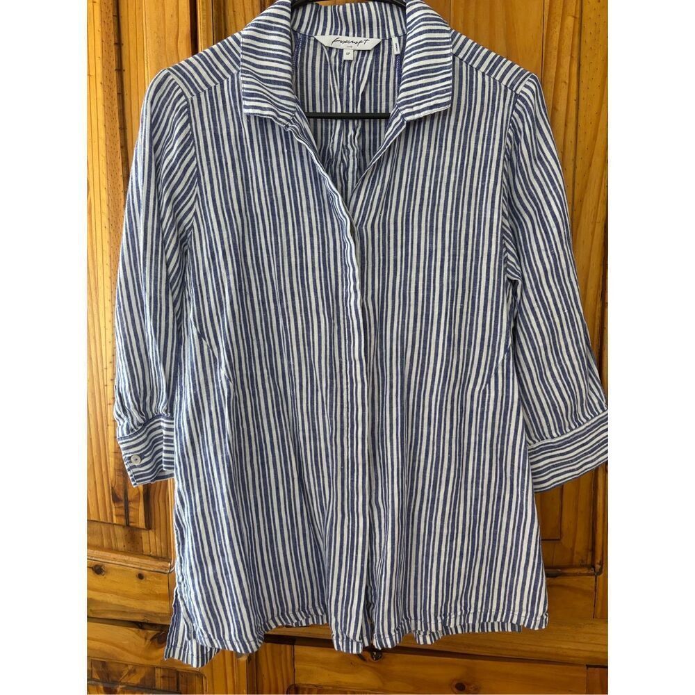 Foxcroft Striped Linen Blouse